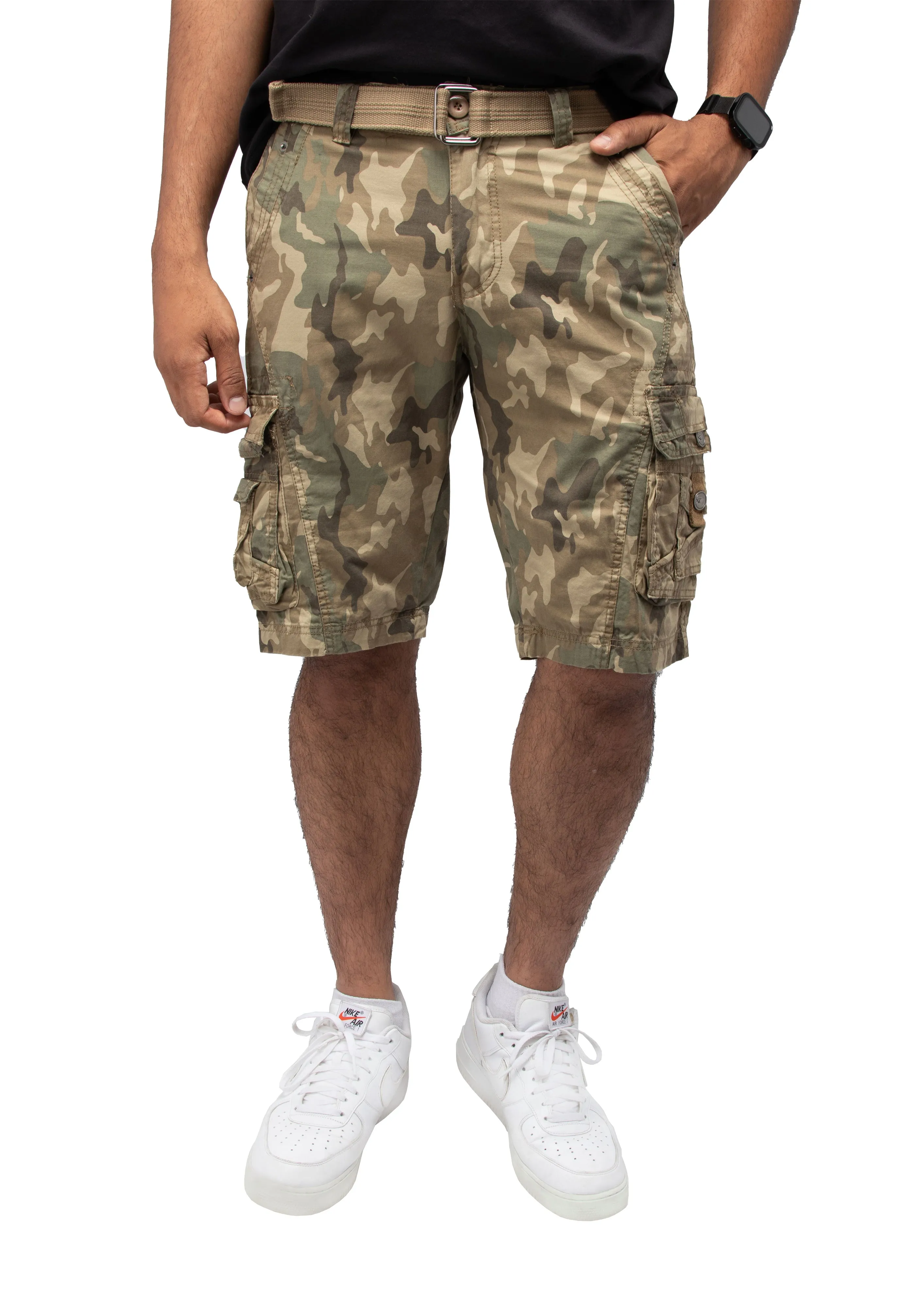 X RAY Men's Belted Cargo Shorts With Snap Detail