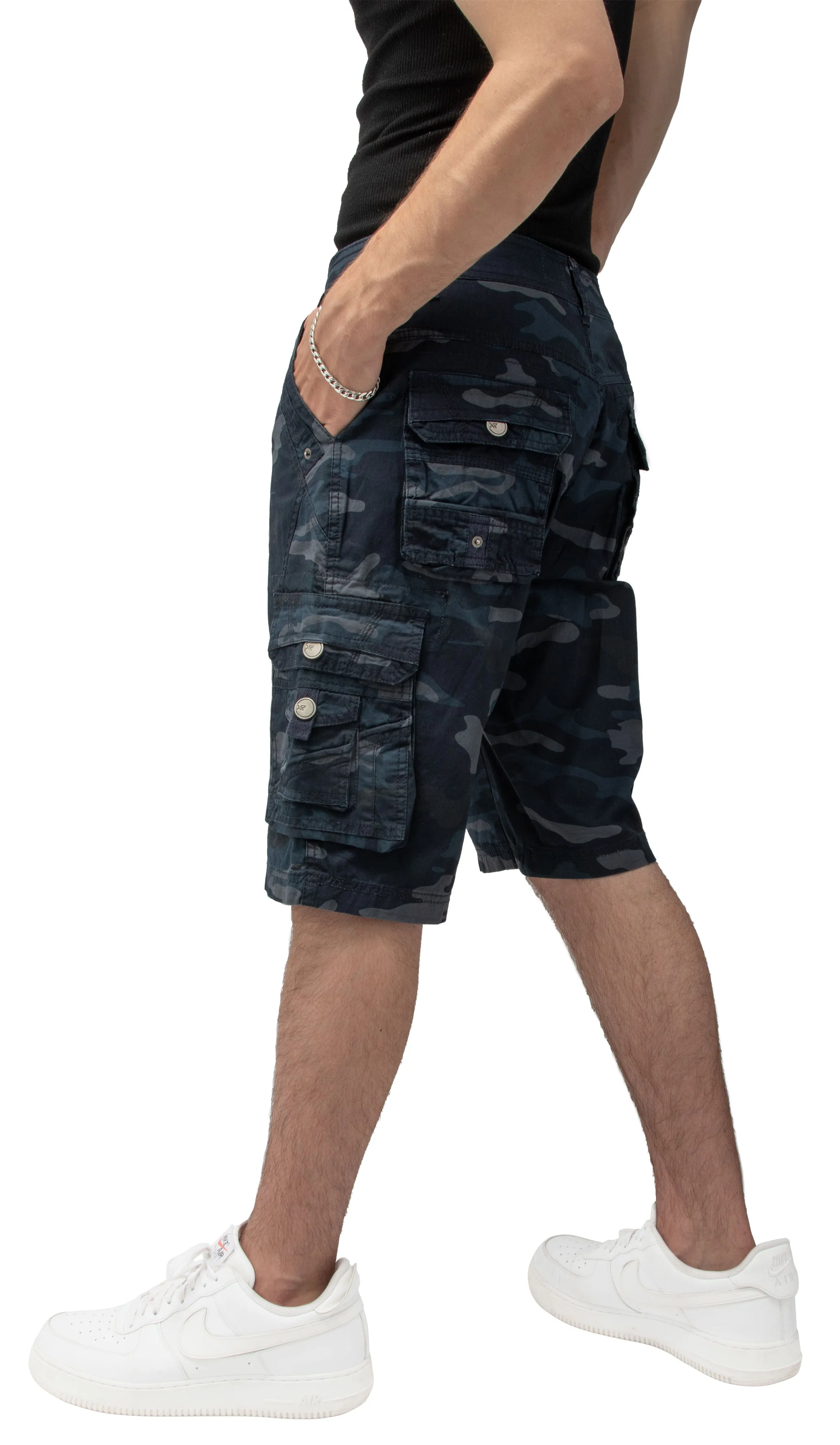 X RAY Men's Belted Cargo Shorts With Snap Detail