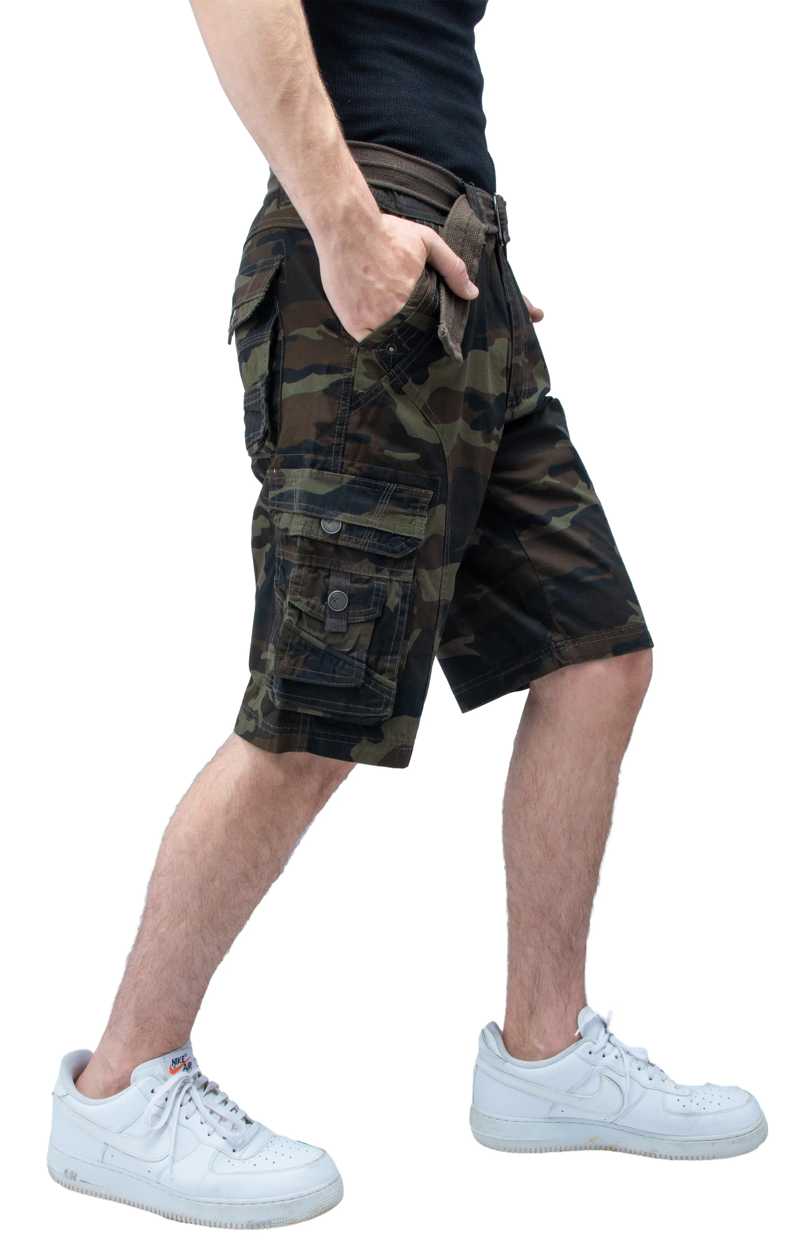 X RAY Men's Belted Cargo Shorts With Snap Detail