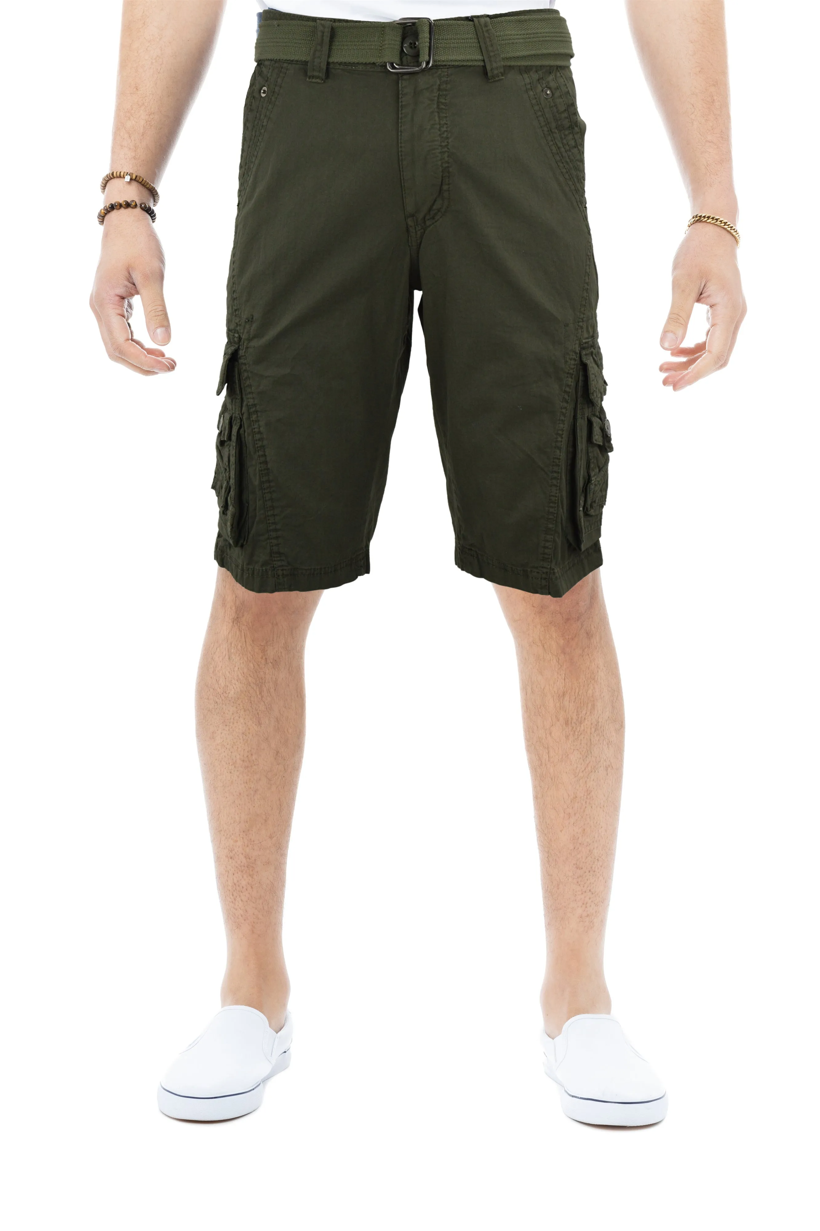 X RAY Men's Belted Cargo Shorts With Snap Detail