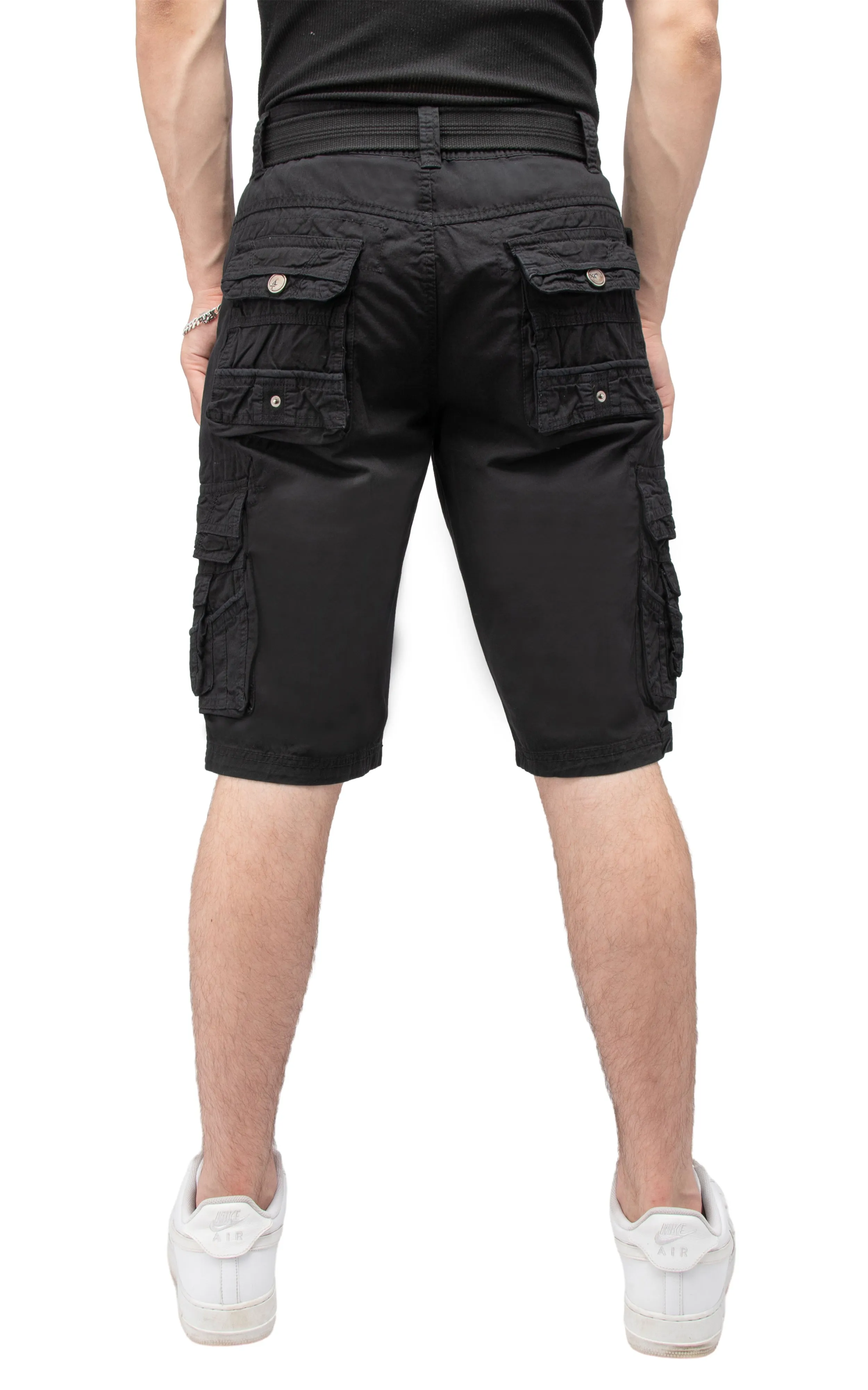 X RAY Men's Belted Cargo Shorts With Snap Detail