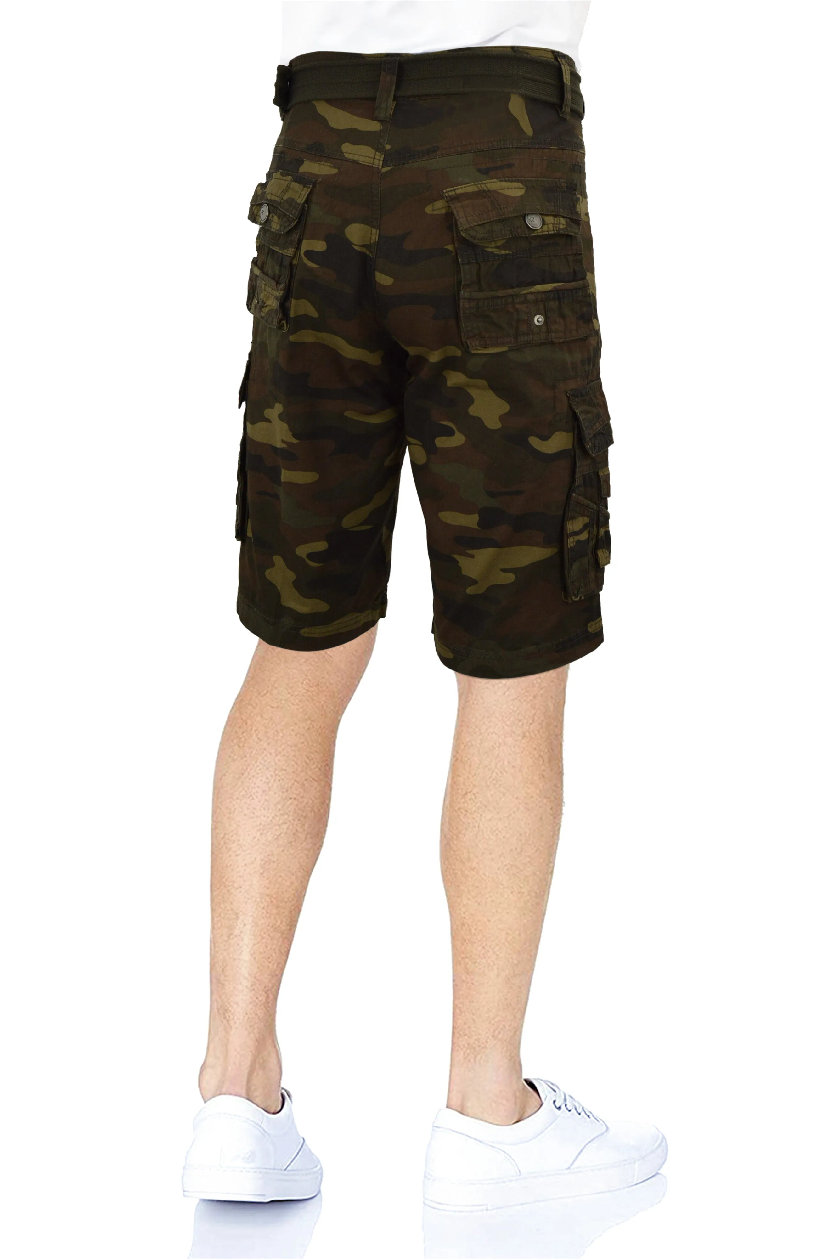 X RAY Men's Belted Cargo Shorts With Snap Detail