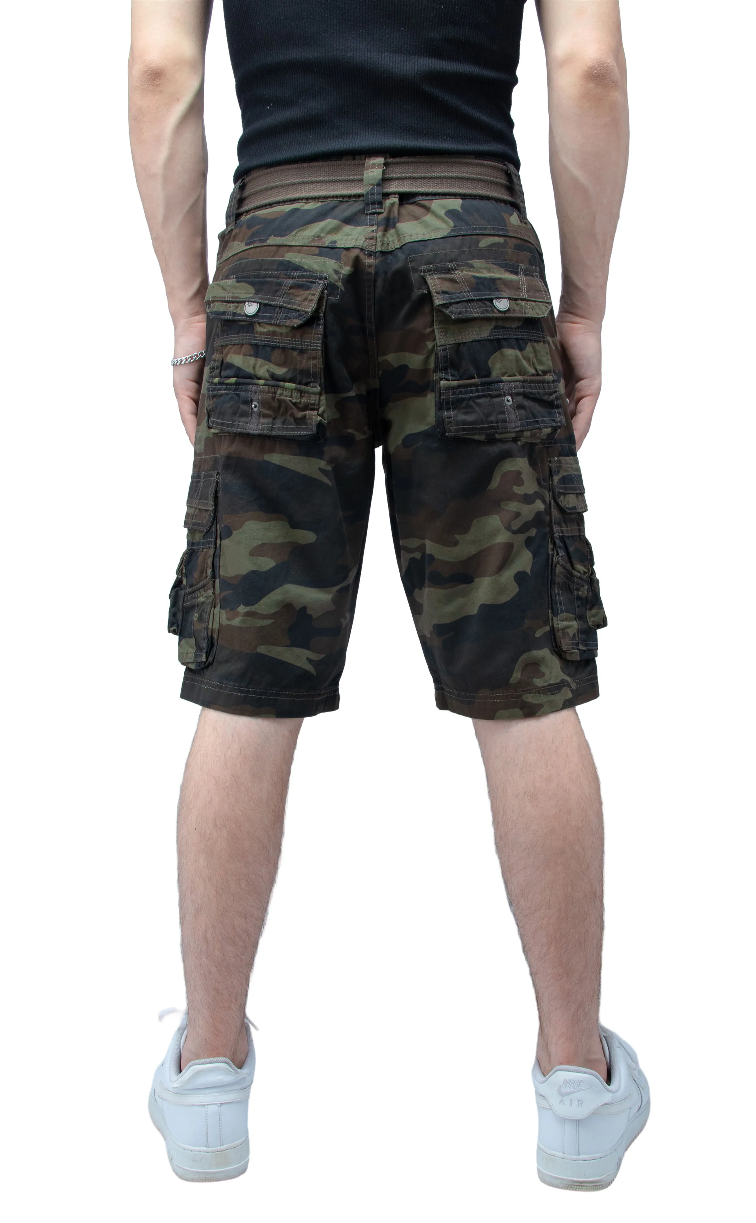 X RAY Men's Belted Cargo Shorts With Snap Detail